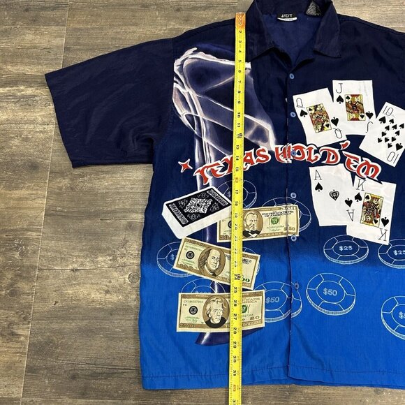 Texas Hold em Button Up Shirt Men Size XL Vintage‎ JET Strtwr AOP Polyester (33) - Picture 5 of 12